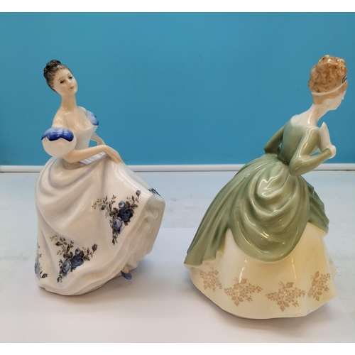 90 - Royal Doulton Lady Figure 'Beatrice' HN 3263 and 'Soiree' HN 2312. Tallest 21cm. Both 1st Quality.