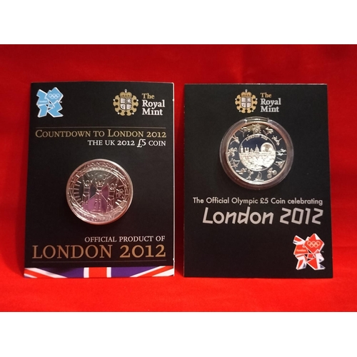 73 - Royal Mint UK London 2012 Olympic Games Five Pound Coins (5) to Include 2009, 2010, 2011, 2012 Count... 