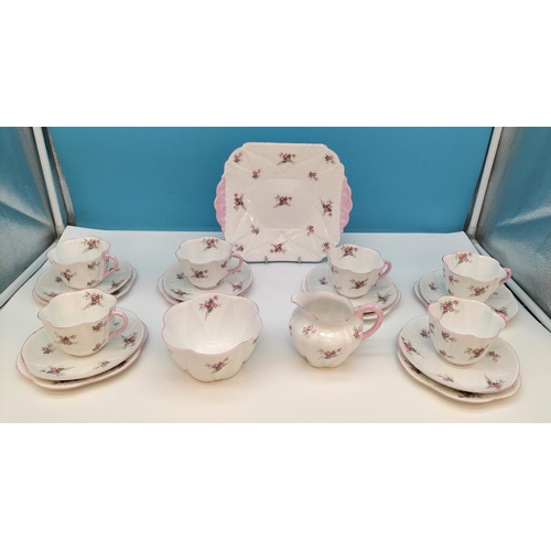 10 - Shelley 21 Piece Part Tea Set in the 'Bridal Rose' Pattern 13545 to include Trios (6), Milk Jug, Sug... 