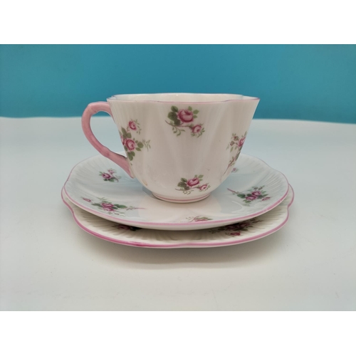 10 - Shelley 21 Piece Part Tea Set in the 'Bridal Rose' Pattern 13545 to include Trios (6), Milk Jug, Sug... 