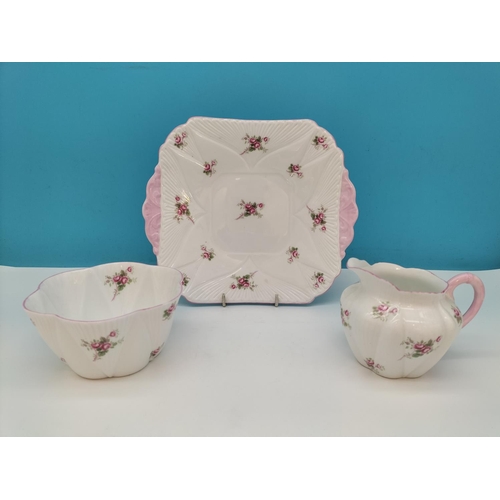 10 - Shelley 21 Piece Part Tea Set in the 'Bridal Rose' Pattern 13545 to include Trios (6), Milk Jug, Sug... 