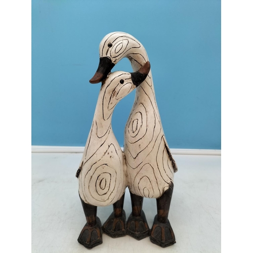 105 - New with Tags Homeworks Indian Runner Duck Wooden Figures (2) Parent Ducks and Lily. Tallest 31cm.