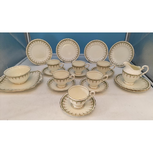 107 - c1930's Tuscan China 21 Piece Part Tea Set in a Floral Garland Pattern to include Trios (6), Milk Ju... 