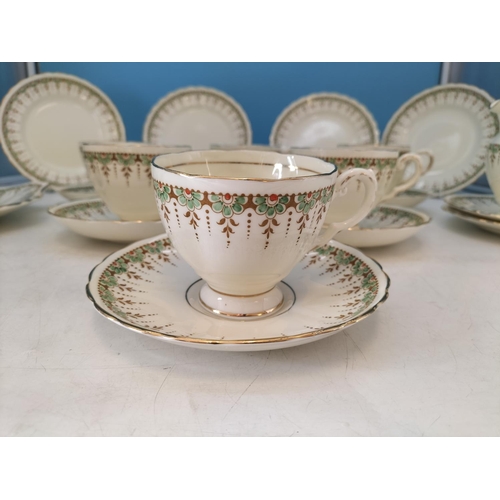 107 - c1930's Tuscan China 21 Piece Part Tea Set in a Floral Garland Pattern to include Trios (6), Milk Ju... 