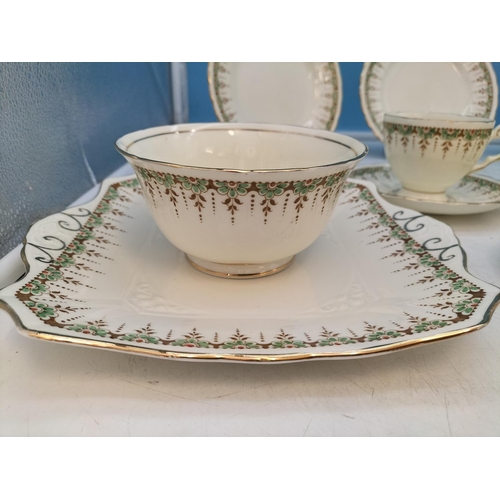 107 - c1930's Tuscan China 21 Piece Part Tea Set in a Floral Garland Pattern to include Trios (6), Milk Ju... 