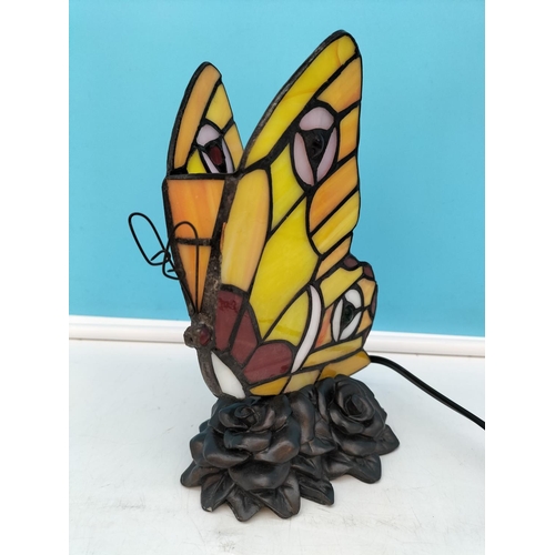 11 - Tiffany Style Butterfly Lamp 14 (L) x 20 (H). W/O