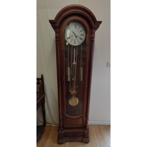 111 - Modern Wood Cased 31 Day Grandfather Clock by Wood & Sons. Requires Attention to Chime. 196cm High, ... 