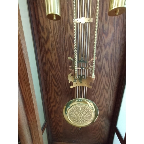 111 - Modern Wood Cased 31 Day Grandfather Clock by Wood & Sons. Requires Attention to Chime. 196cm High, ... 