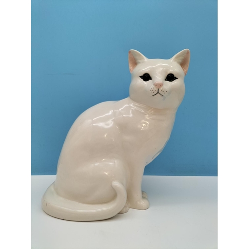 115 - Large Staffordshire Katz & Co White Cat Figure. 23cm x 30cm.