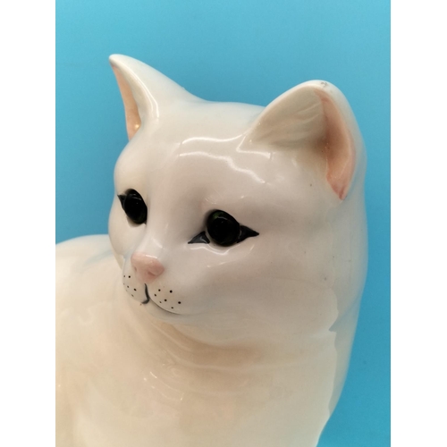 115 - Large Staffordshire Katz & Co White Cat Figure. 23cm x 30cm.