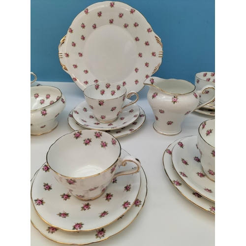 121 - Aynsley 21 Piece Tea Set in the 'Hathaway Rose' Pattern to include Trios (6), Milk Jug, Sugar Bowl a... 