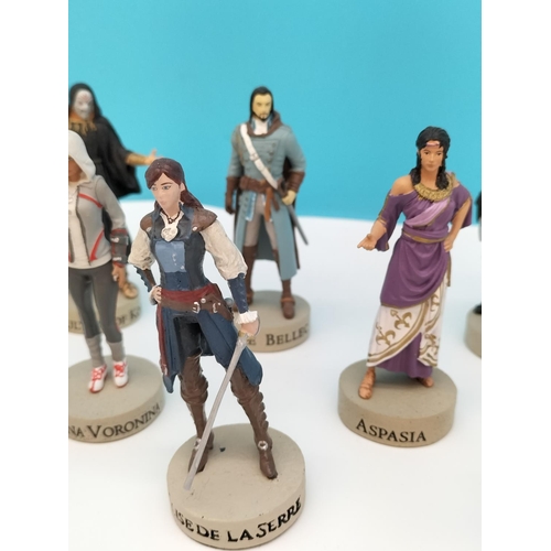 126 - Ubisoft Assassins Creed Figures (10) to include Baron Jordane, Aspasia, etc. Approx 10cm High