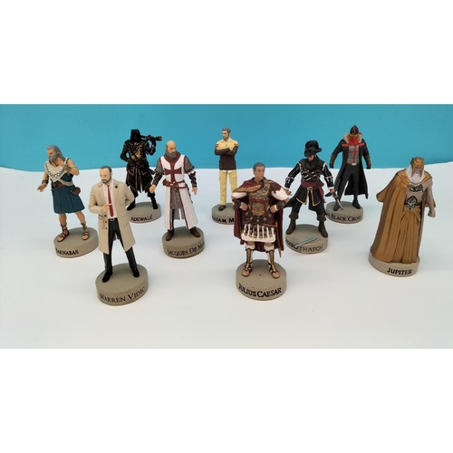 129 - Ubisoft Assassins Creed Figures (9) to include Julius Caesar, Jupiter, Barnabas, etc. Approx 10cm Hi... 