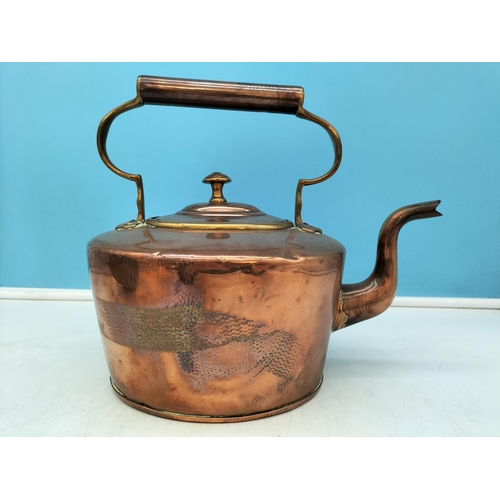 138 - Edwardian Copper Kettle plus Silver Plate Teapot with Inscription Dated 1907. Tallest 24cm.