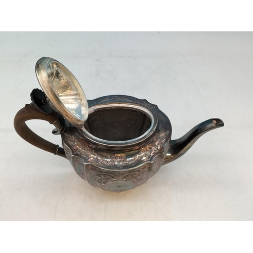 138 - Edwardian Copper Kettle plus Silver Plate Teapot with Inscription Dated 1907. Tallest 24cm.