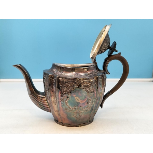 138 - Edwardian Copper Kettle plus Silver Plate Teapot with Inscription Dated 1907. Tallest 24cm.