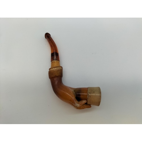 139 - Carved Meershaum Style Pipe in the Shape of a Hand. In Original Case. 10cm Long.