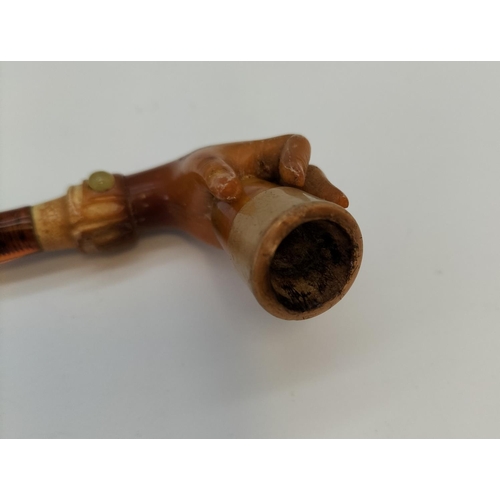 139 - Carved Meershaum Style Pipe in the Shape of a Hand. In Original Case. 10cm Long.