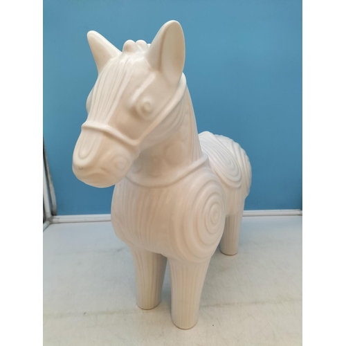 14 - Large Jonathon Adler Ceramic Horse Sculpture. 45cm High, 48cm x 13cm. Slight Mark to Nose.