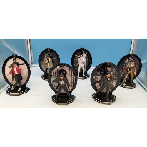 145 - 6 x Bradford Exchange 'Elvis Presley Record Breaking Performances' Figures on Stands. 21cm Tall. 2 F... 