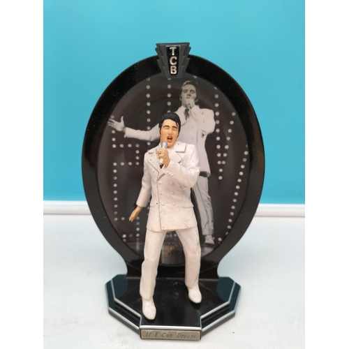 145 - 6 x Bradford Exchange 'Elvis Presley Record Breaking Performances' Figures on Stands. 21cm Tall. 2 F... 