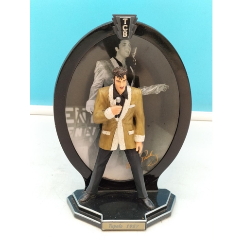 145 - 6 x Bradford Exchange 'Elvis Presley Record Breaking Performances' Figures on Stands. 21cm Tall. 2 F... 