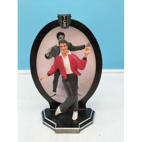 145 - 6 x Bradford Exchange 'Elvis Presley Record Breaking Performances' Figures on Stands. 21cm Tall. 2 F... 