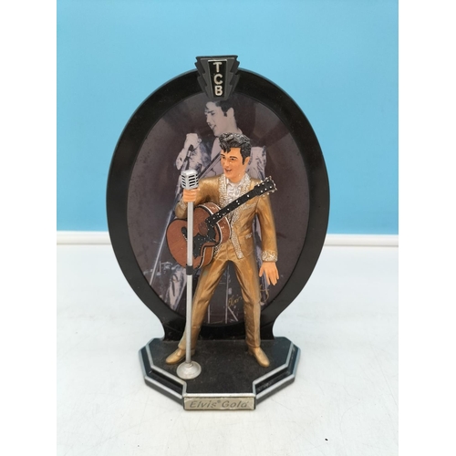 145 - 6 x Bradford Exchange 'Elvis Presley Record Breaking Performances' Figures on Stands. 21cm Tall. 2 F... 