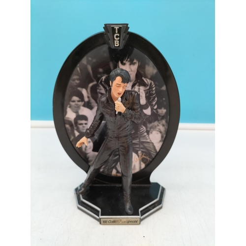 145 - 6 x Bradford Exchange 'Elvis Presley Record Breaking Performances' Figures on Stands. 21cm Tall. 2 F... 