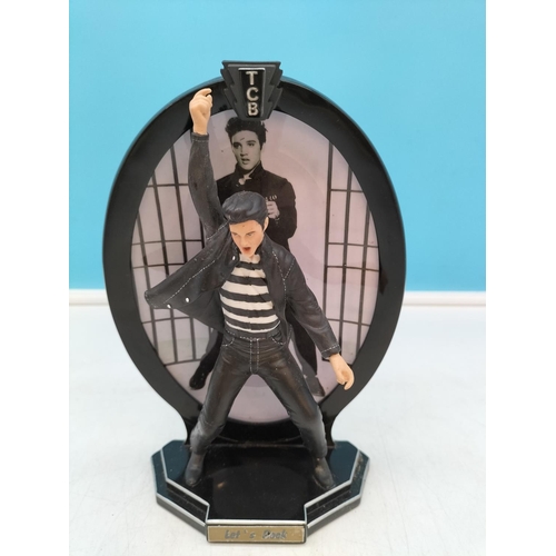 145 - 6 x Bradford Exchange 'Elvis Presley Record Breaking Performances' Figures on Stands. 21cm Tall. 2 F... 