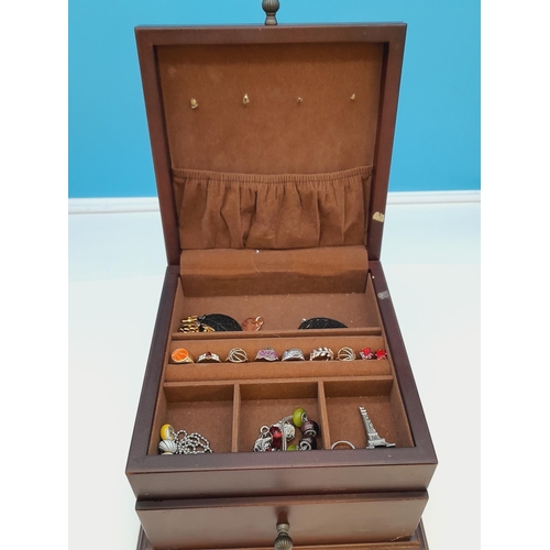 150 - Jewellery Box with Collection of Costume Jewellery to include Plated American Football Ring, Watches... 