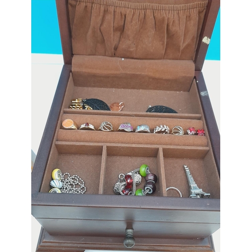 150 - Jewellery Box with Collection of Costume Jewellery to include Plated American Football Ring, Watches... 