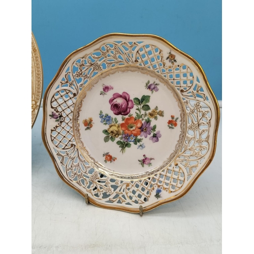 152 - Dresden Shumann Hand Painted Floral Decorated 18.5cm Cabinet Plate plus a Royal Worcester 'Harewood'... 