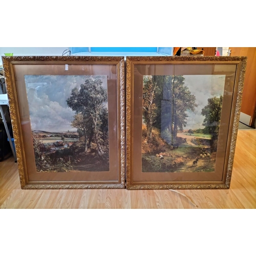 155 - Large Ornately Framed John Constable Prints (2) 'The Vale of Dedham' and 'The Cornfield'. 86cm x 107... 