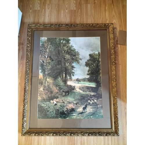 155 - Large Ornately Framed John Constable Prints (2) 'The Vale of Dedham' and 'The Cornfield'. 86cm x 107... 