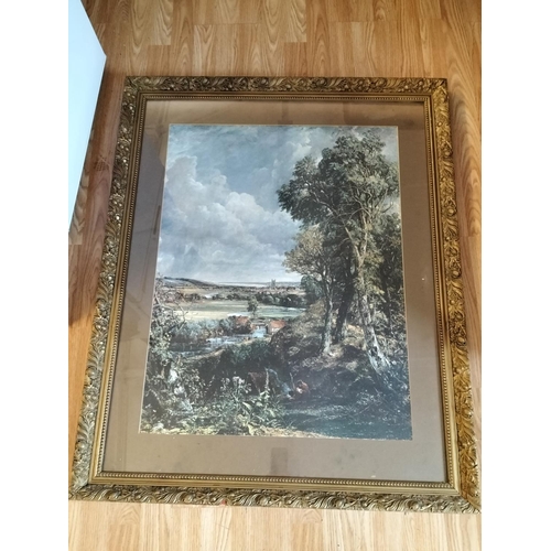 155 - Large Ornately Framed John Constable Prints (2) 'The Vale of Dedham' and 'The Cornfield'. 86cm x 107... 