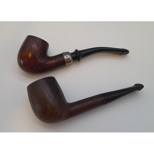 192 - Brass Pipe Holder with 2 x Unmarked Pipes plus a Meerschaum Style Pipe (A/F) in Case.