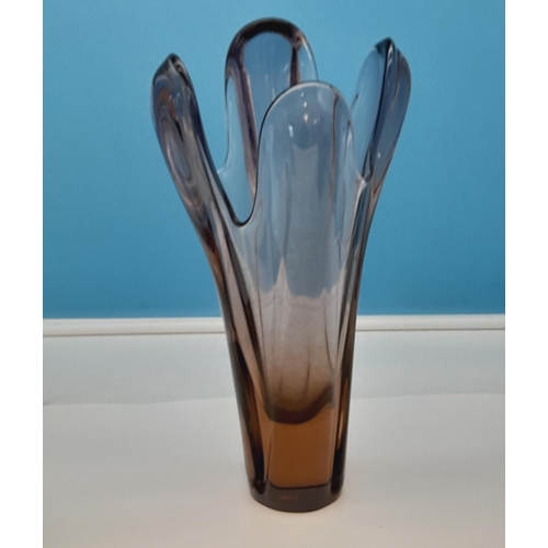 193 - Iridescent Loetz Style Jack in the Pulpit Vase, a Czech Purple Glass Splash vase, Italian Caramel Gl... 