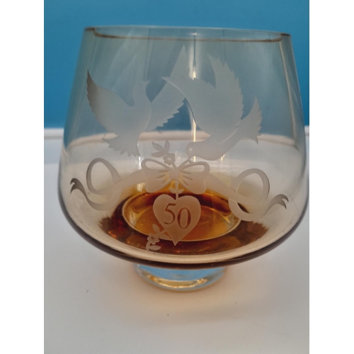 194 - Caithness Etched Glass Items (4) to include Large Brandy Bowls for 40th and 50th Anniversary.