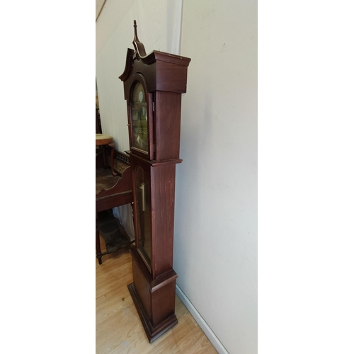 222 - Modern Grandmother Clock 'Tempus Fugit' by Wood & Sons. 178cm High, 45cm x 23cm. Chimes W/O Clock Re... 