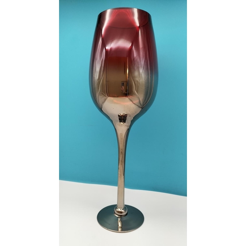 223 - Extra Large 60cm Oversized Silvered Cranberry Wine Glass. Collection Only.