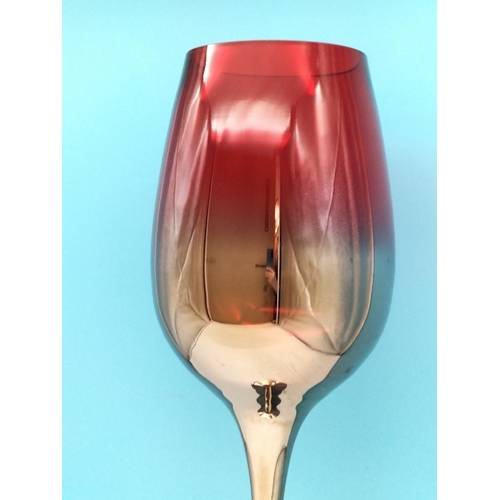 223 - Extra Large 60cm Oversized Silvered Cranberry Wine Glass. Collection Only.