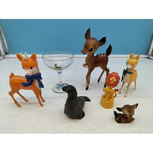 235 - Babycham Glass, Advertising Figures, etc. Tallest 18.5cm High x 11cm.