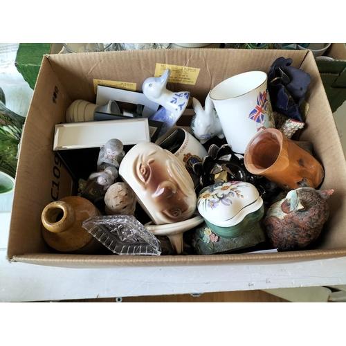 255 - 2 Boxes of Assorted Items to include Ceramic, Duck Pitcher, Blown Glass Vases, etc.