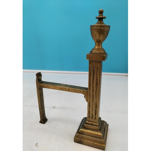 261 - Victorian Brass and Iron Three Step Column Fire Dogs. 24cm High x 16cm.