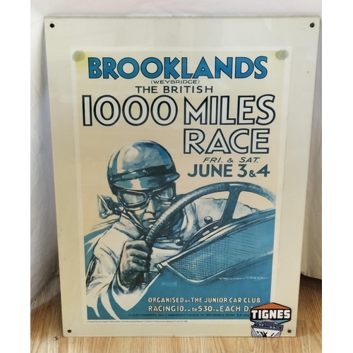 264 - Framed and Mounted Reproduction Motor Racing 'Brooklands 1000 Mile Race' Poster. 70cm x 50cm. Collec... 