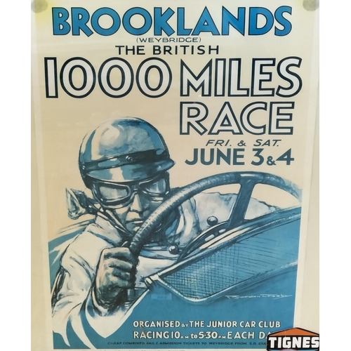 264 - Framed and Mounted Reproduction Motor Racing 'Brooklands 1000 Mile Race' Poster. 70cm x 50cm. Collec... 