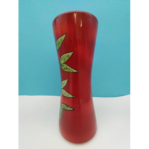 3 - Andrew Tanner Poole Pottery 34.5cm Vase with Bamboo Leaf Design.