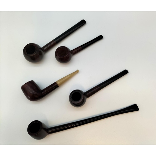 51 - New and Unused French Smoking Pipes (5) to include Alwon, Home Comfort, Steel's Real Briar. 11cm to ... 