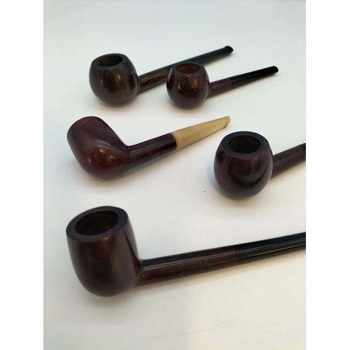 51 - New and Unused French Smoking Pipes (5) to include Alwon, Home Comfort, Steel's Real Briar. 11cm to ... 